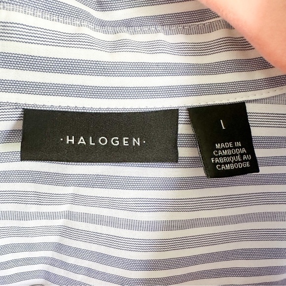 Halogen Blue White Stripe Button Down Tunic Shirt Dress sz 1 - Picture 11 of 12